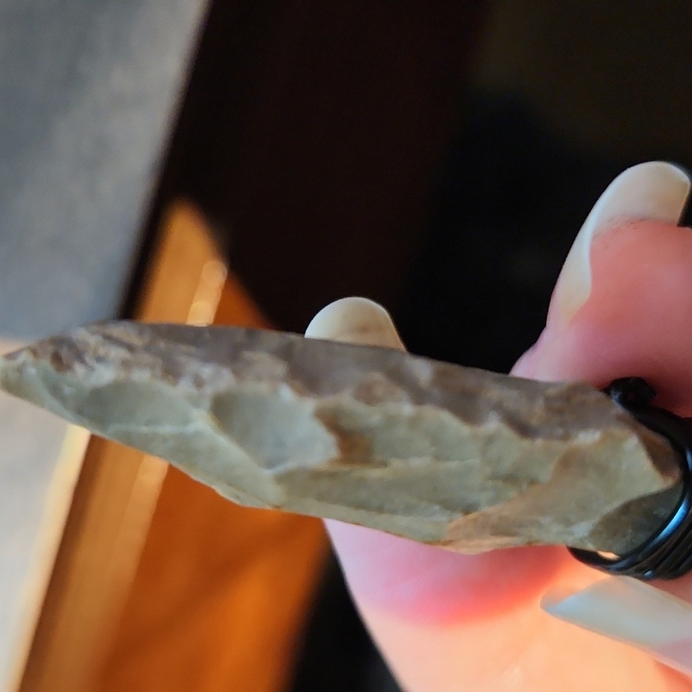 Authentic Fluted Native American Arrowhead Necklace with Dark Grey Cord - Picture 4 of 4